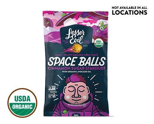 Lesser Evil 
 Interstellar Cheddar or Cinnamon Sugar Space Balls