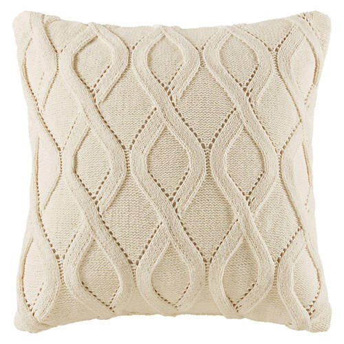 Soft Cable Knit Pillow, White Link Knit
