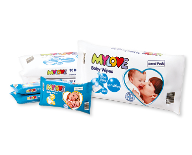 Pack de voyage de lingettes humides pour bébés MY LOVE