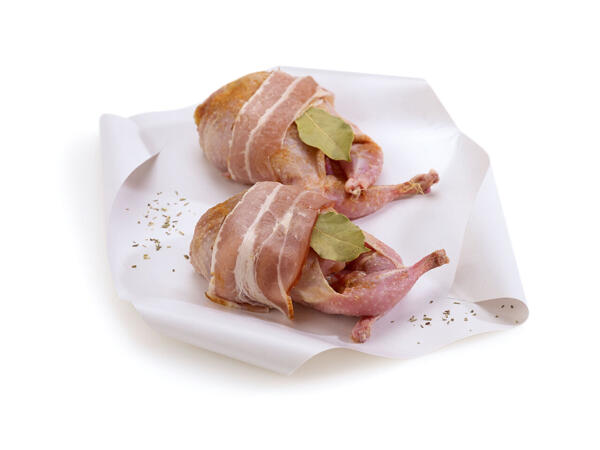 Cailles farcies bardées de lard