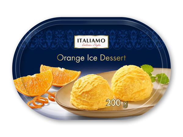 Appelsinsorbet eller kaffeis