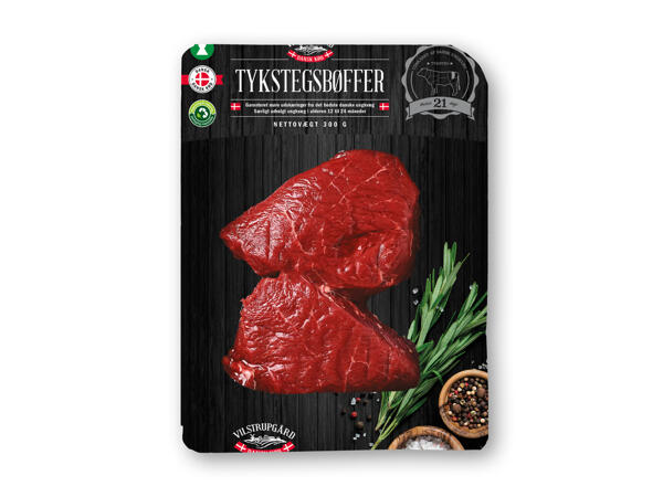 Minutbøffer, frokostbøffer, tykstegsbøffer, højrebsbøf eller ribeye steak
