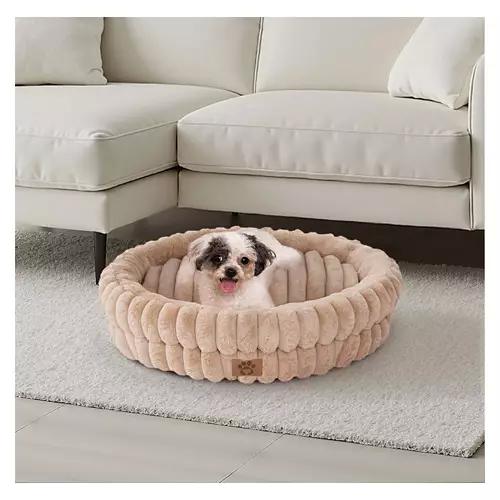 Ribbed Cuddler Pet Bed, Cream