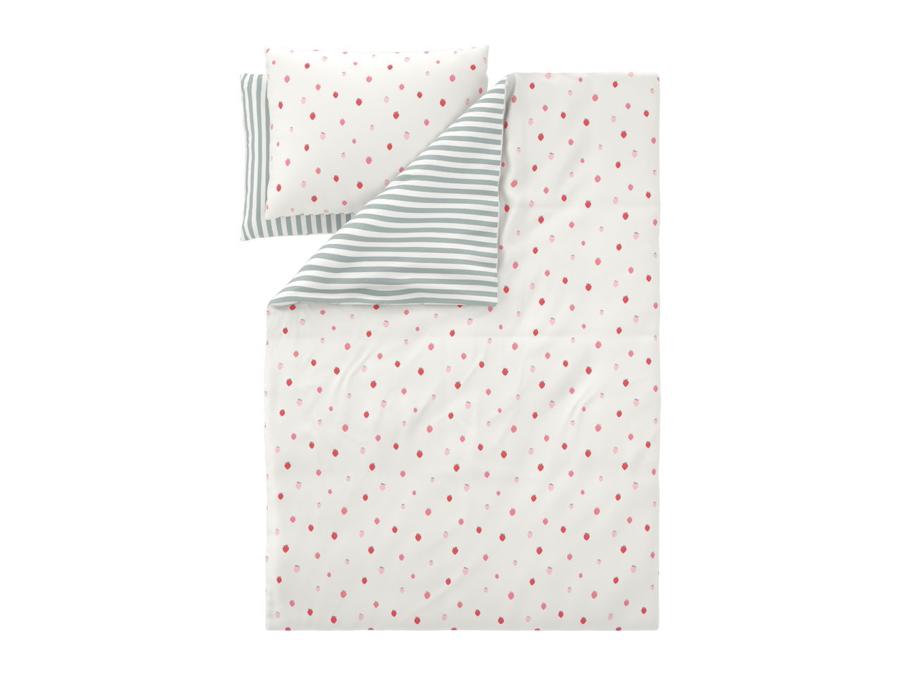 Microfibre Satin Duvet Cover Set With Strawberry Pattern - King