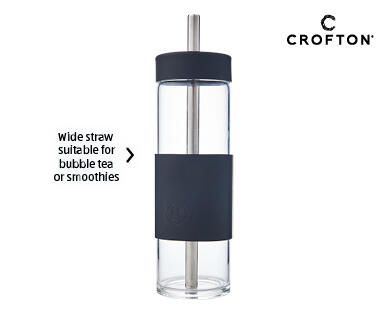 Glass Smoothie Bottle with Wide Straw