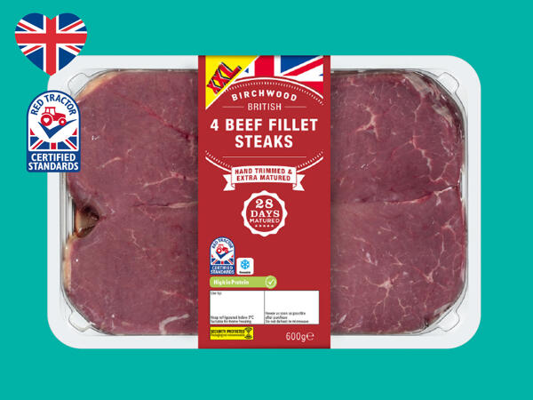 Birchwood 4 British Beef 28 Day-Matured Fillet Steaks