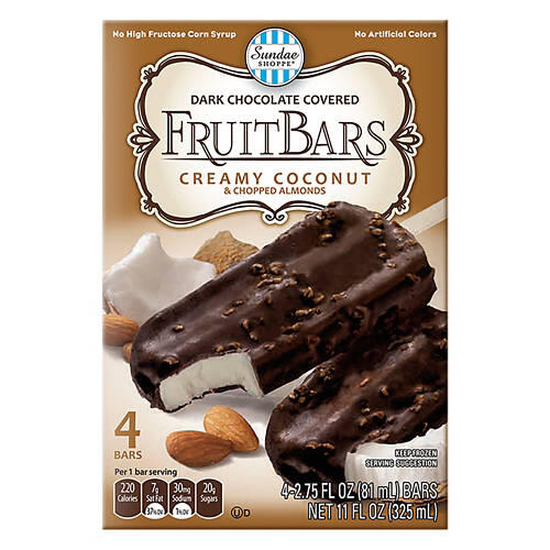 Creamy Coconut & Almonds Dark Chocolate Covered Fruit Bars, 4 count