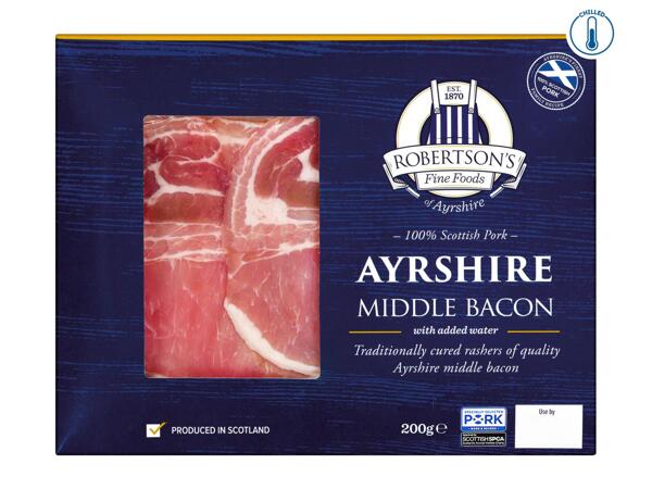 Robertson's Ayrshire Middle Unsmoked Bacon 200g
