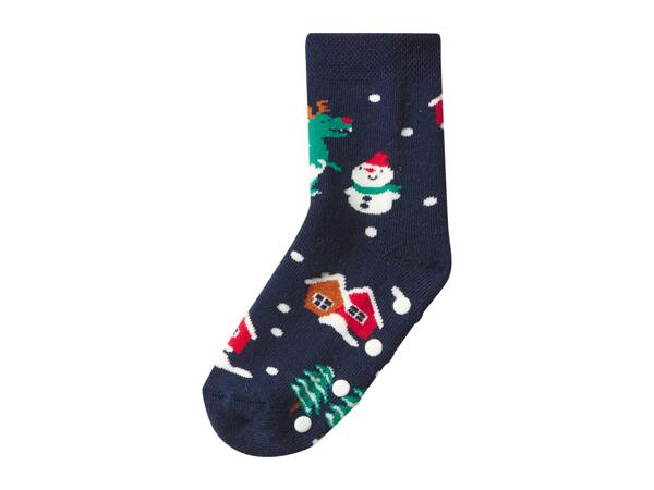 Lupilu Younger Kids' Navy Christmas Thermal Socks - 2 Pairs
