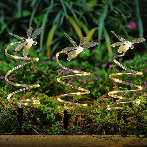 LED-Solar-Gartenstecker 3er-Set