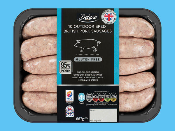 Deluxe 10 Outdoor Bred British Pork Sausages