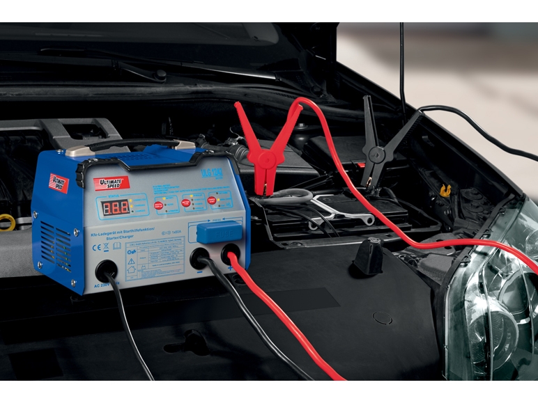 Car Battery Charger With Jump-Start Function for Cars and Motorbikes