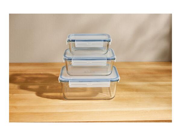 Livarno Home Rectangular Glass Food Storage Containers - 3 Piece Set