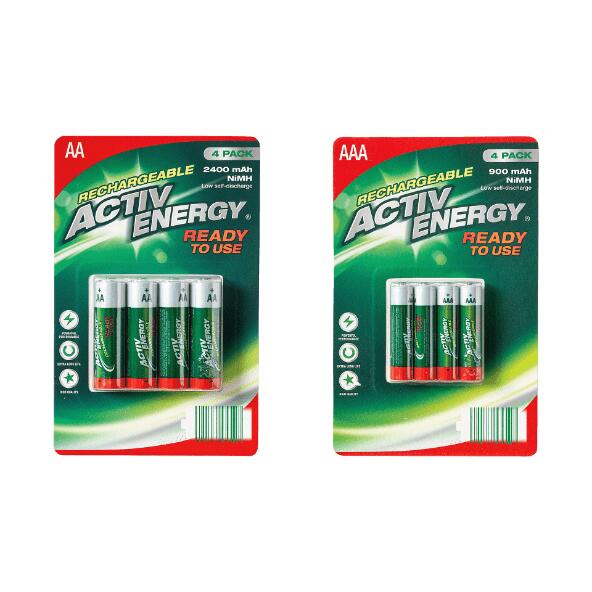 ACTIV ENERGY(R) 				Oplaadbare batterijen