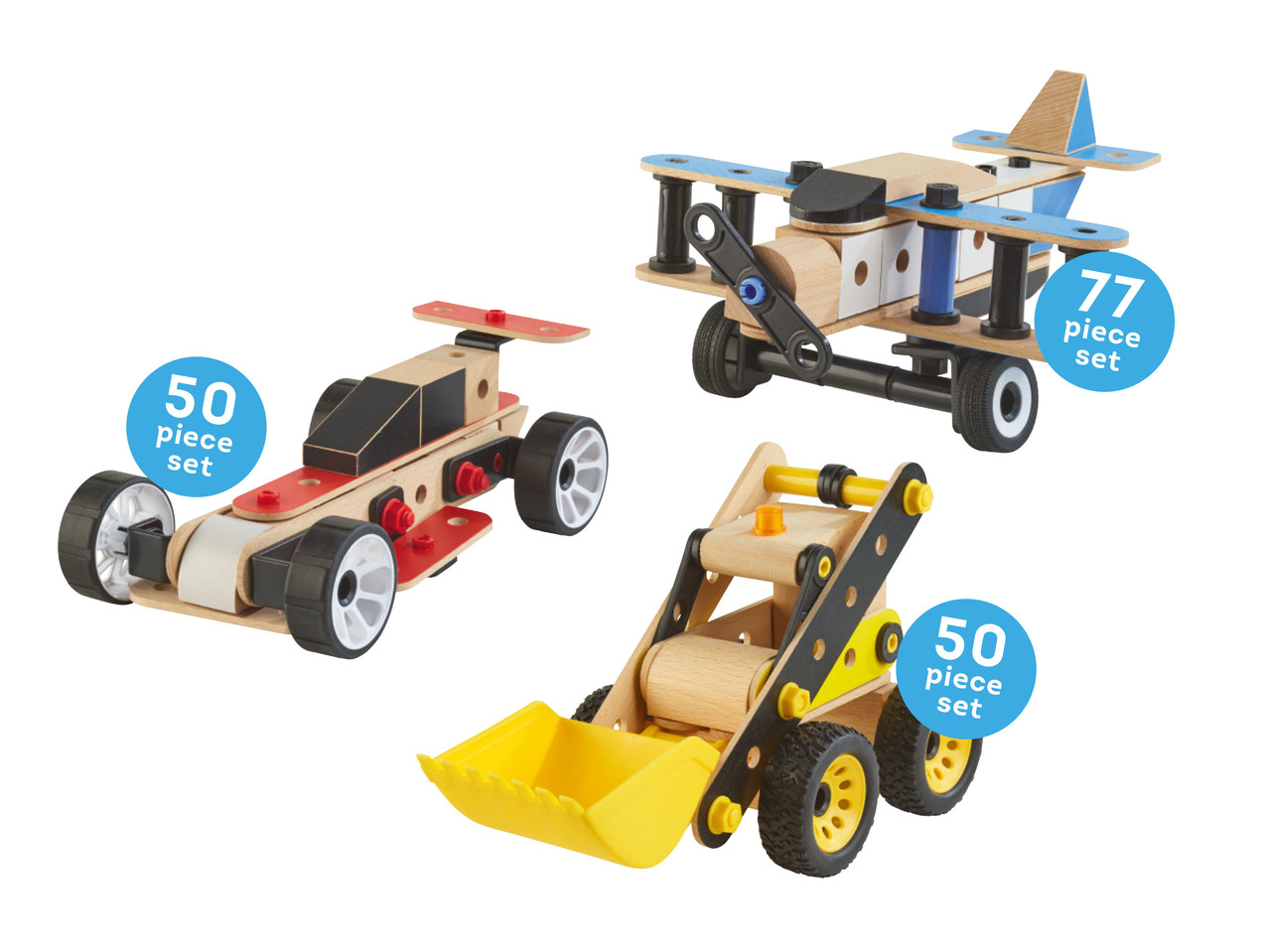WOODEN TOYS ASSORTMENT CONSTRUCTION SETS
