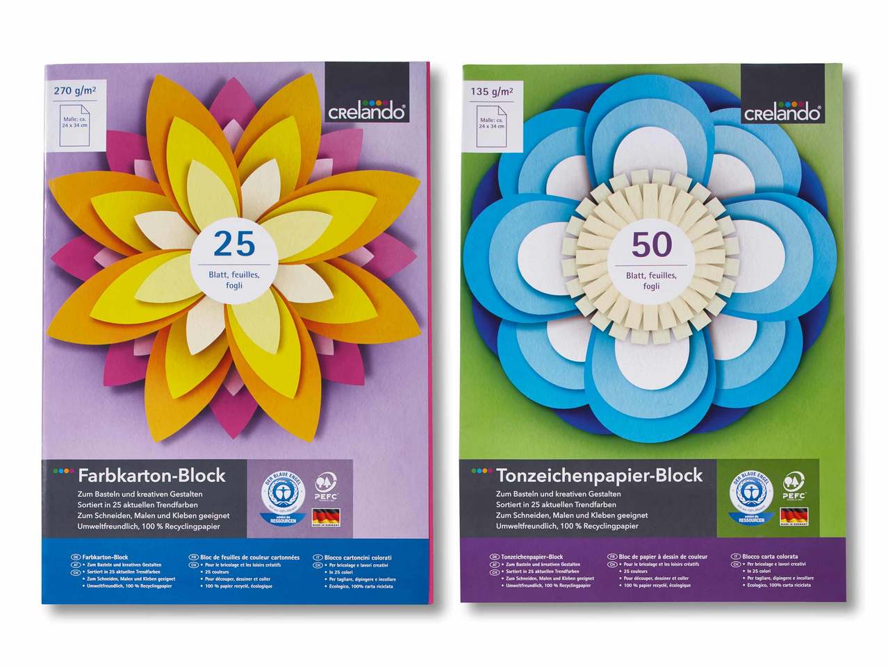 Feuilles de couleur cartonnées, 25 feuilles/ Papier à dessin de couleur, 50 feuilles