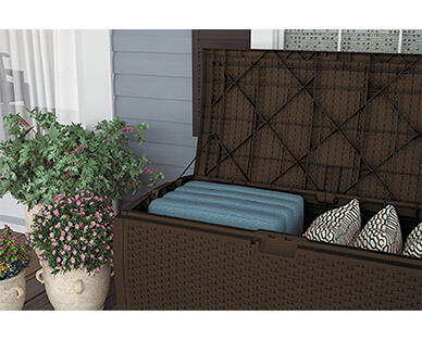 Suncast 99-Gallon Resin Wicker Deck Box