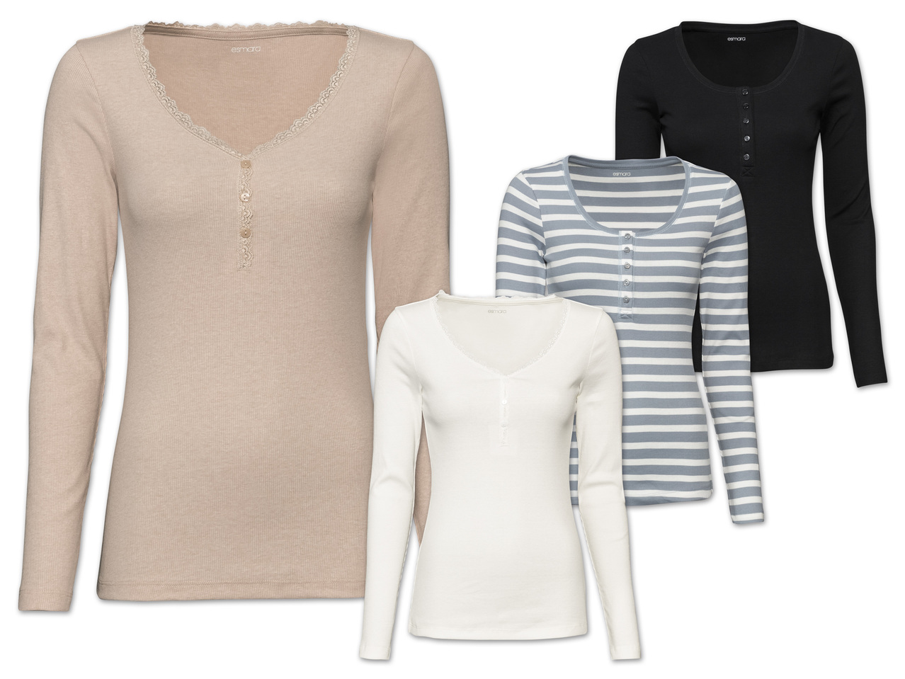 ESMARA(R) Damen Langarm-Rippshirt1