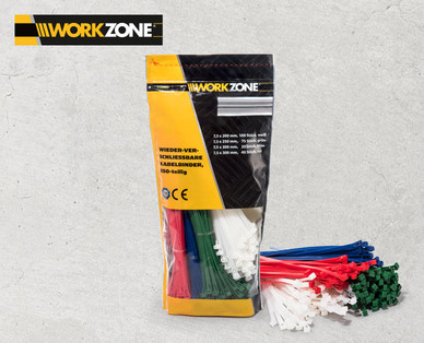 WORKZONE Wiederverschließbare Kabelbinder, 250-teilig