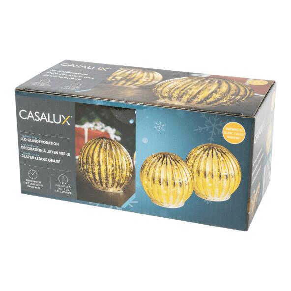 CASALUX(R) 				Glas-LED-Dekoration, 2 St.