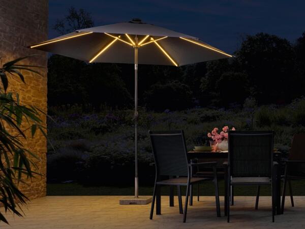 Sonnenschirm mit Solar-LED-Beleuchtung