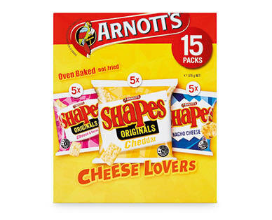 Arnott's Shapes Cheese Lovers Variety Box 15pk/375g