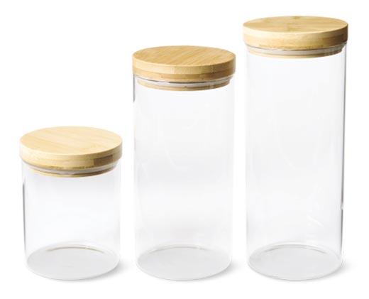 Crofton Glass Canister Set with Acacia Lids - Aldi - US - Specials archive