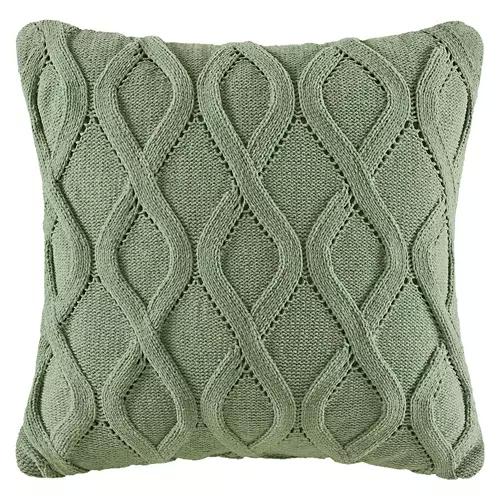 Soft Cable Knit Pillow, Green Link Knit