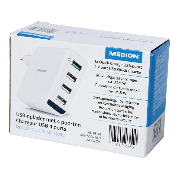 MEDION(R) P87285 (MD 88285) Chargeur USB