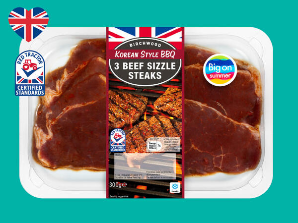 Birchwood 3 Korean-Style BBQ British Beef Sizzle Steaks