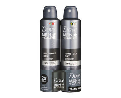 Dove Antiperspirant Deodorant for Men 2 x 148g or Women 2 x 127g
