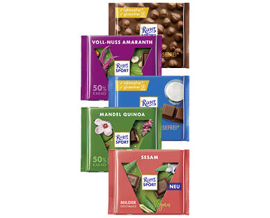 RITTER SPORT LAKTOSEFREI/VEGANE TAFELSCHOKOLADE