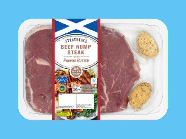 2 Beef 28-Day Matured Rump Steaks with Porcini Butter