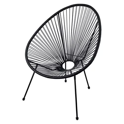 Oval Shaped Patio String Chair, Black