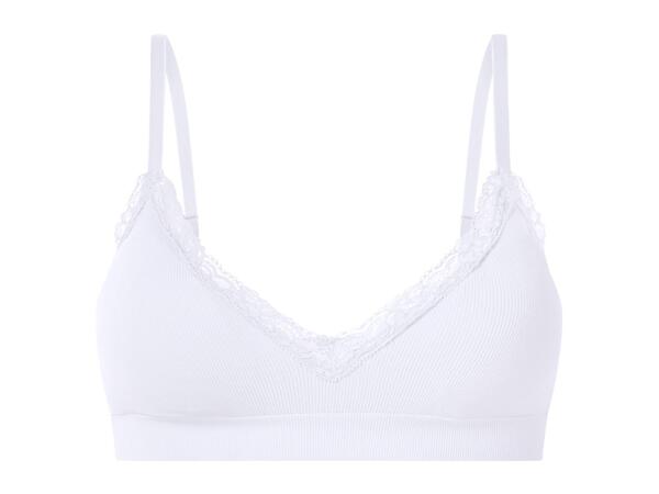 Ladies' White Ribbed Bralette