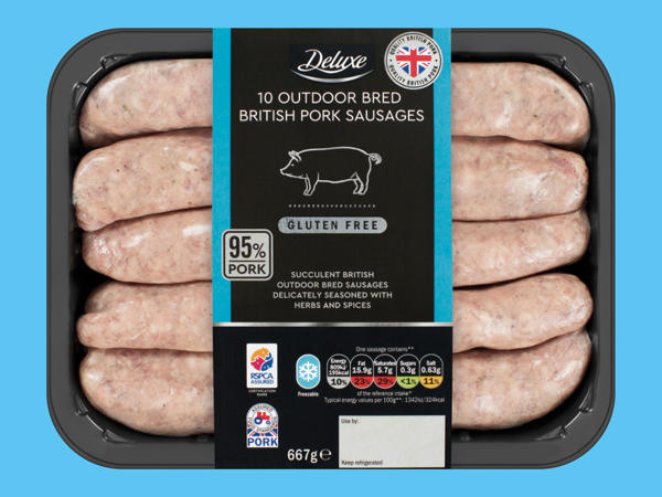Deluxe 10 Outdoor-Bred British Pork Sausages