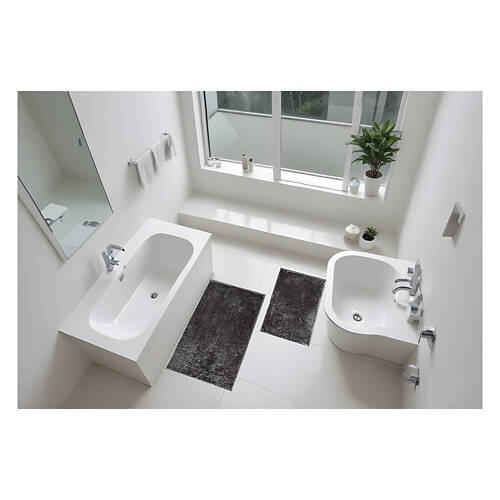 2 Piece Luxury Chenille Bath Rug, Gray