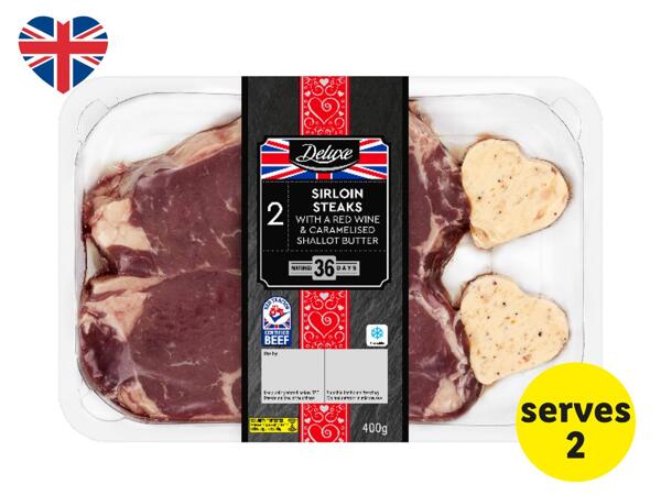 Deluxe Sirloin Steaks with Red Wine & Caramelised Shallot Butter