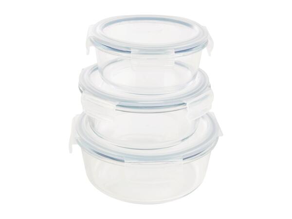 Livarno Home Round Glass Food Storage Containers - 3 Piece Set