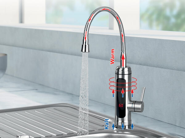 Easymaxx Elektrische Edelstahl-Armatur