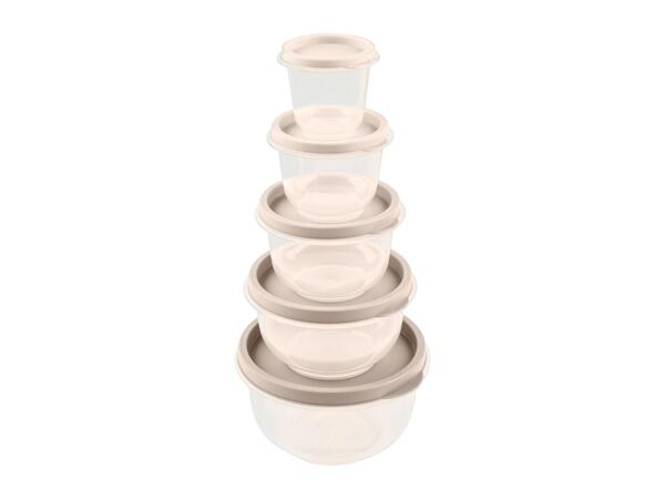 Livarno Home Food Storage Container Set - 5 Piece Set - Round Beige