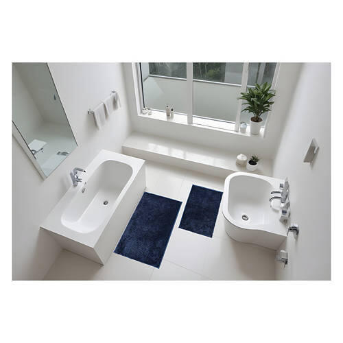2 Piece Luxury Chenille Bath Rug, Navy Blue