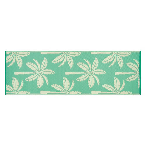 2' x 6' Reversible Indoor/Outdoor Runner - Teal Palm Tree