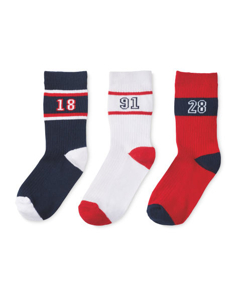 Childrens Crew Socks Red/Navy