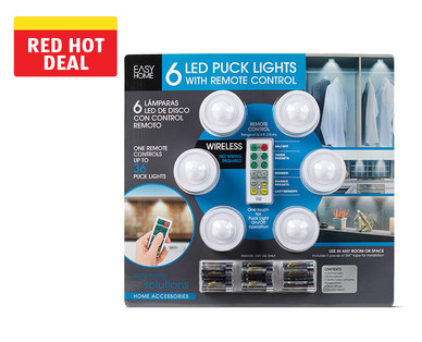 Easy Home 6 LED Puck Lights with Remote Control