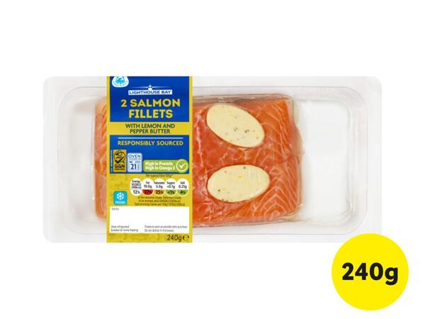 Lighthouse Bay Salmon Fillets With Lemon & Pepper Butter