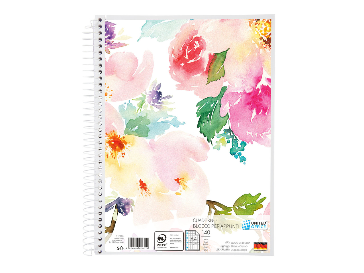 A4 Spiral Notebook, 140 sheets