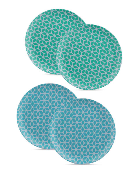 4 Pack Side Plate Teal and Blue