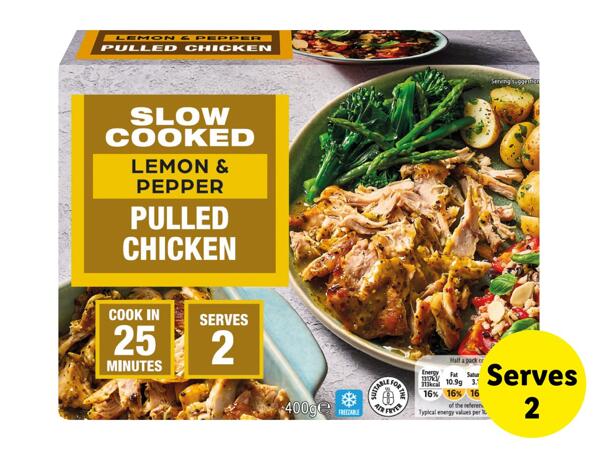 Slow Cooked Lemon & Pepper Pulled Chicken