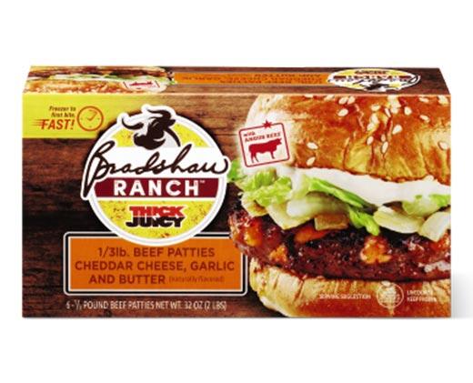 Bradshaw Ranch Cheddar Garlic Butter Beef Patties - Aldi — USA ...